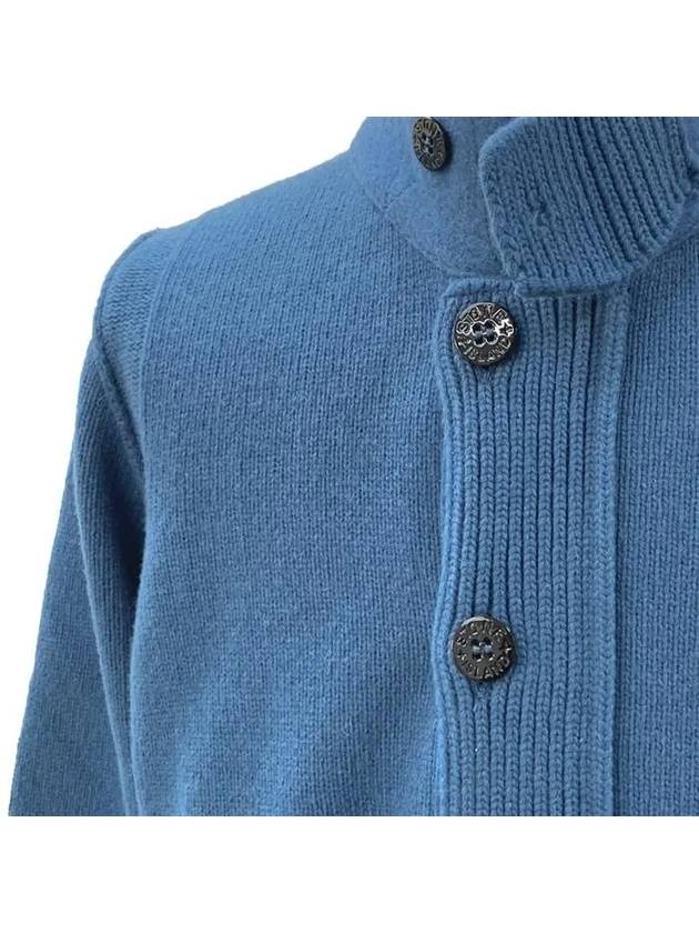 Wappen High Neck Button Up Wool Cardigan Blue - STONE ISLAND - BALAAN 8