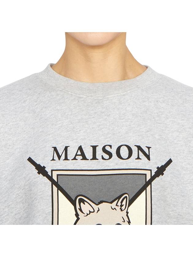 College Fox Print Sweatshirt Light Grey Melange - MAISON KITSUNE - BALAAN 7