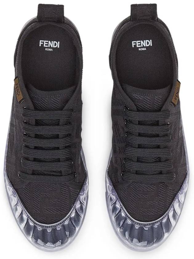 Women's FF Logo Canvas Low Top Sneakers Black - FENDI - BALAAN 3