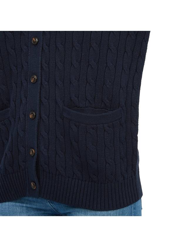 Kids Pony Embroidery Cable Knit Cardigan Navy - POLO RALPH LAUREN - BALAAN 8