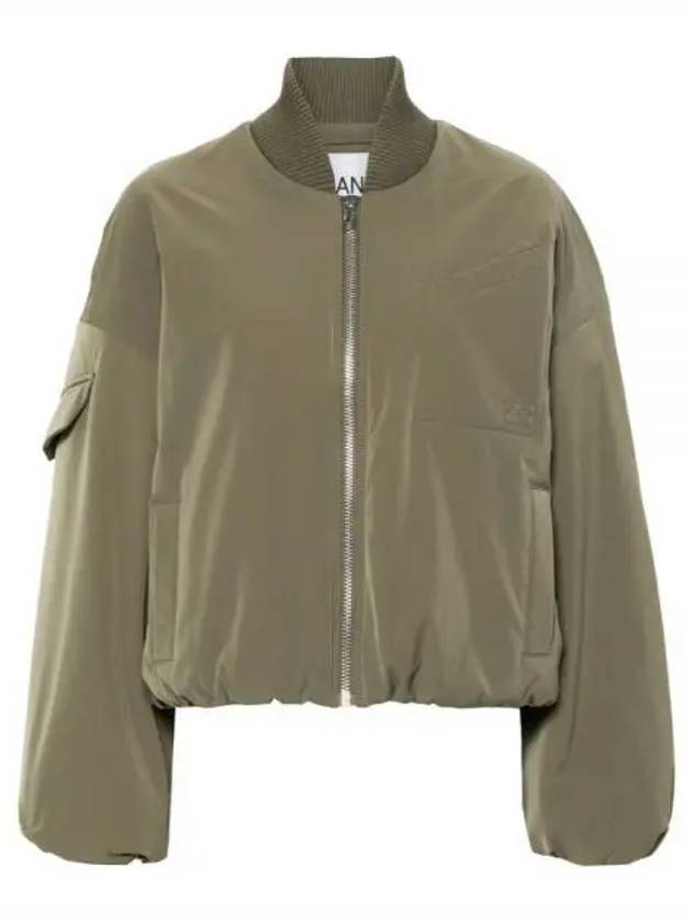 Drop Oversized Zipper Twill Bomber Jacket Kalamata - GANNI - BALAAN 2