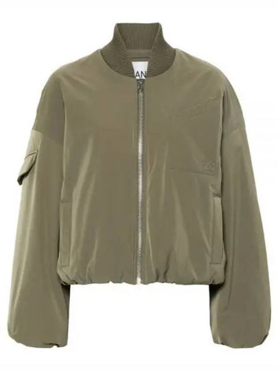 Drop Oversized Zipper Twill Bomber Jacket Kalamata - GANNI - BALAAN 2