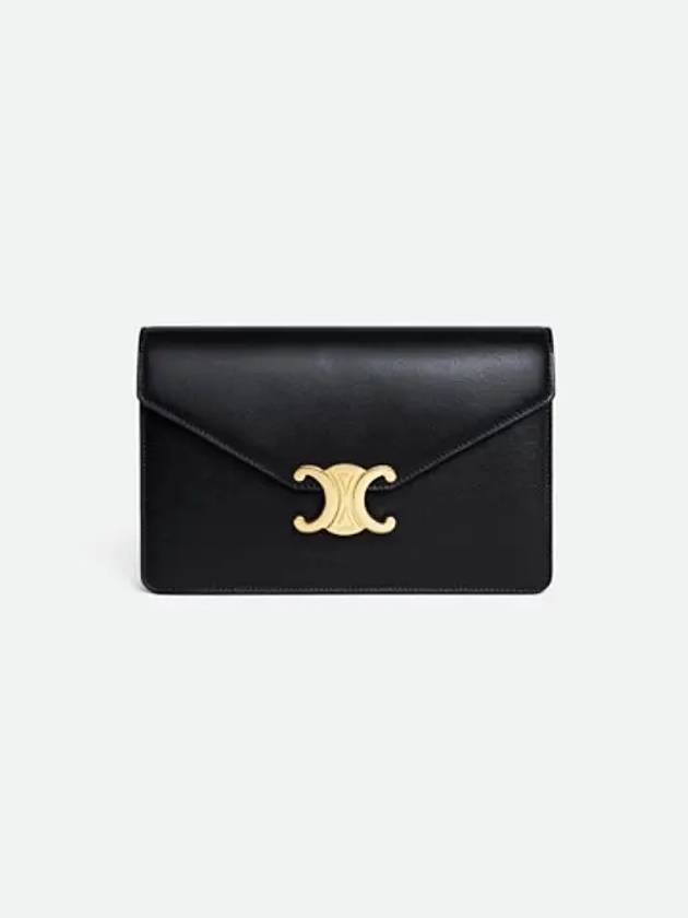 Triomphe Chain Shiny Calfskin Half Wallet Black - CELINE - BALAAN 2