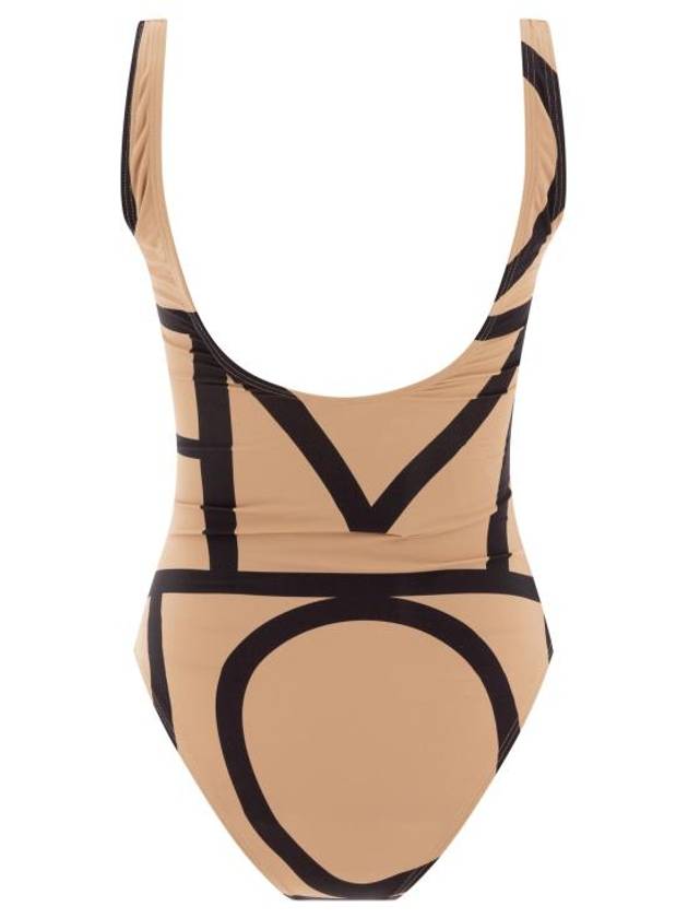 Monogram One-Piece Swimsuit Beige - TOTEME - BALAAN 3