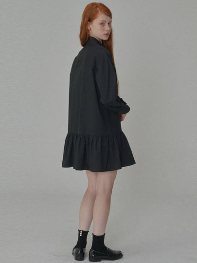 Cotton shirring mini shirt dress Black - OPENING SUNSHINE - BALAAN 2