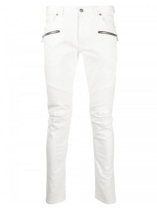 zipper straight jeans white - BALMAIN - BALAAN 1