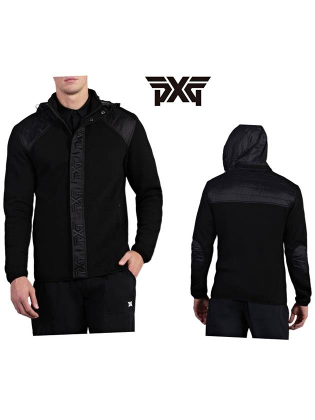 Hybrid Full Zip-up Hooded Knit Jacket Black - PXG - BALAAN 2