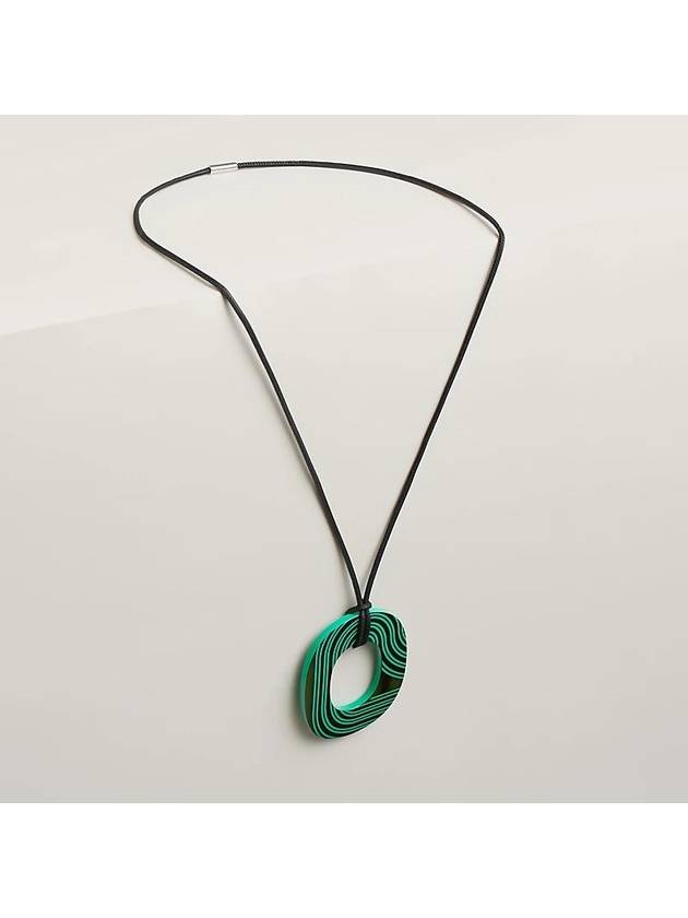 Isthme Pop Small Model Pendant Necklace Green - HERMES - BALAAN 4