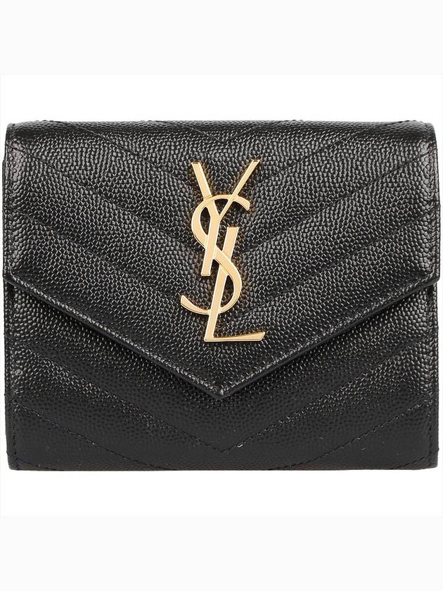 Matelasse Monogram Quilting Flap Half Wallet Black - SAINT LAURENT - BALAAN 3