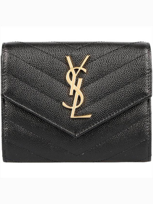 Matelasse Monogram Quilting Flap Half Wallet Black - SAINT LAURENT - BALAAN 2