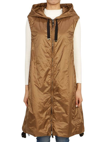 Women's Greengi Water Resistant Technical Canvas Vest Caramel - MAX MARA - BALAAN 2