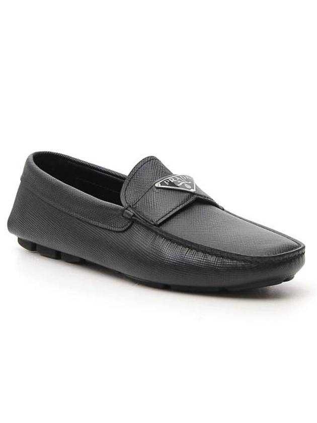 Triangle Logo Saffiano Driving Loafers Black - PRADA - BALAAN 3