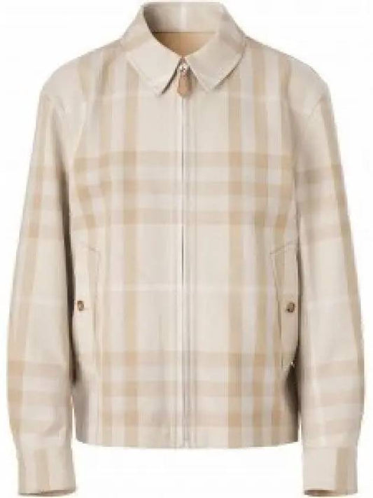 Men's Reversible Check Cotton Collar Jacket Beige - BURBERRY - BALAAN 2