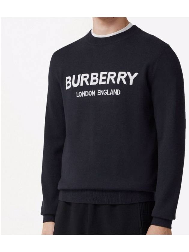 Jacquard Logo Wool Knit Top Navy - BURBERRY - BALAAN 4