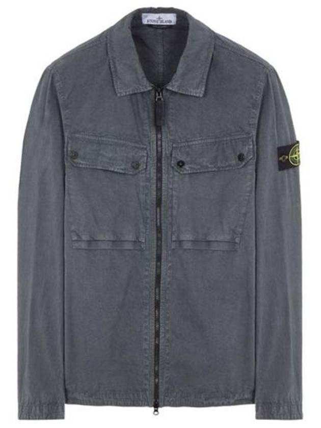 Brushed Organic Cotton Overshirt Jacket Dark Grey - STONE ISLAND - BALAAN 2