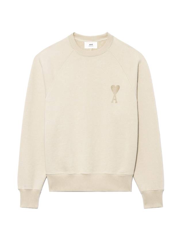 Big Heart Logo Sweatshirt Beige - AMI - BALAAN 1