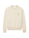 Big Heart Logo Sweatshirt Beige - AMI - BALAAN 1