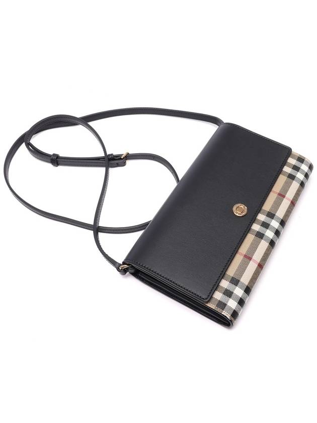 Detachable Strap Checked Leather Wallet Cross Bag Black - BURBERRY - BALAAN 6