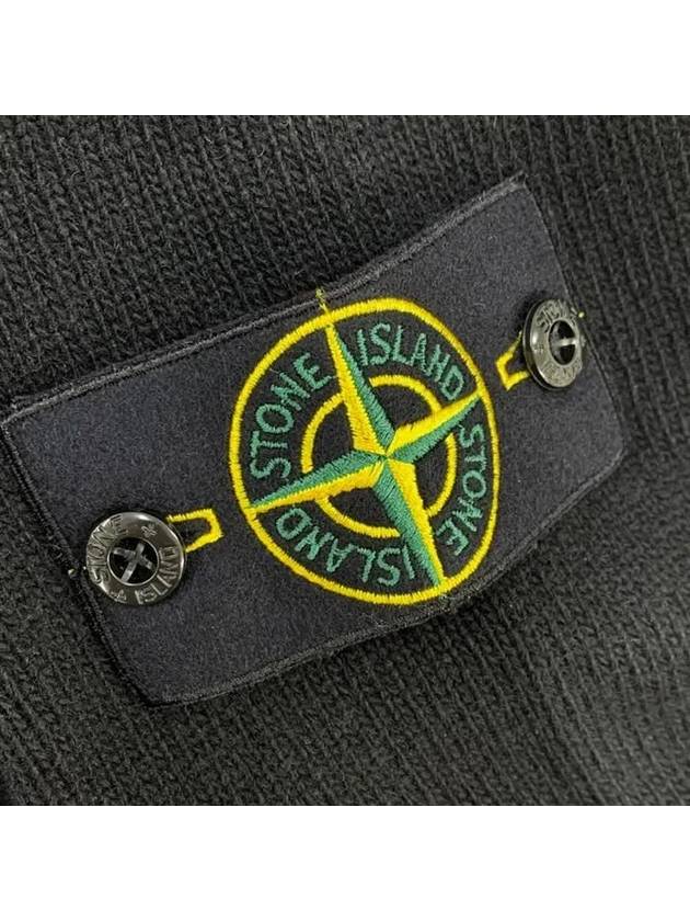 Logo Patch Lambswool Crewneck Knit Top Black - STONE ISLAND - BALAAN 4