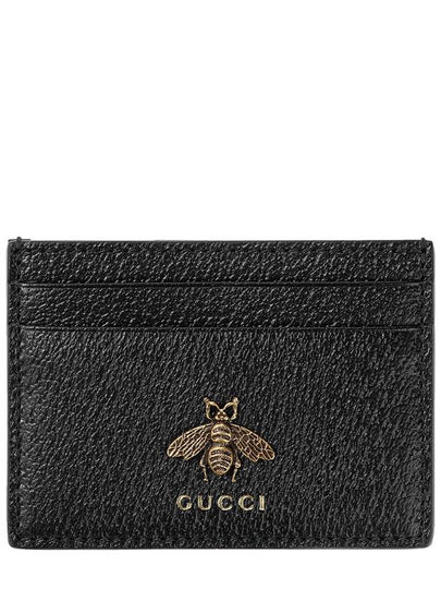 Leather Animalier Leather Card Case Wallet Black - GUCCI - BALAAN 2