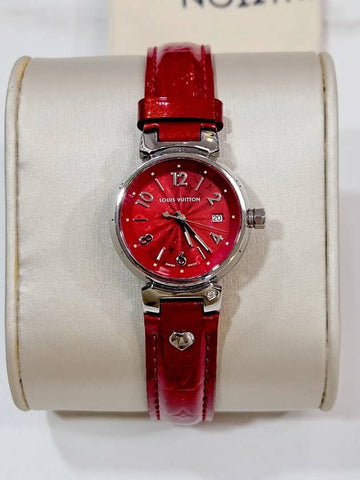 Women s Watch Tambour Hologram One Point Diamond Red 28mm Q121T - LOUIS VUITTON - BALAAN 1