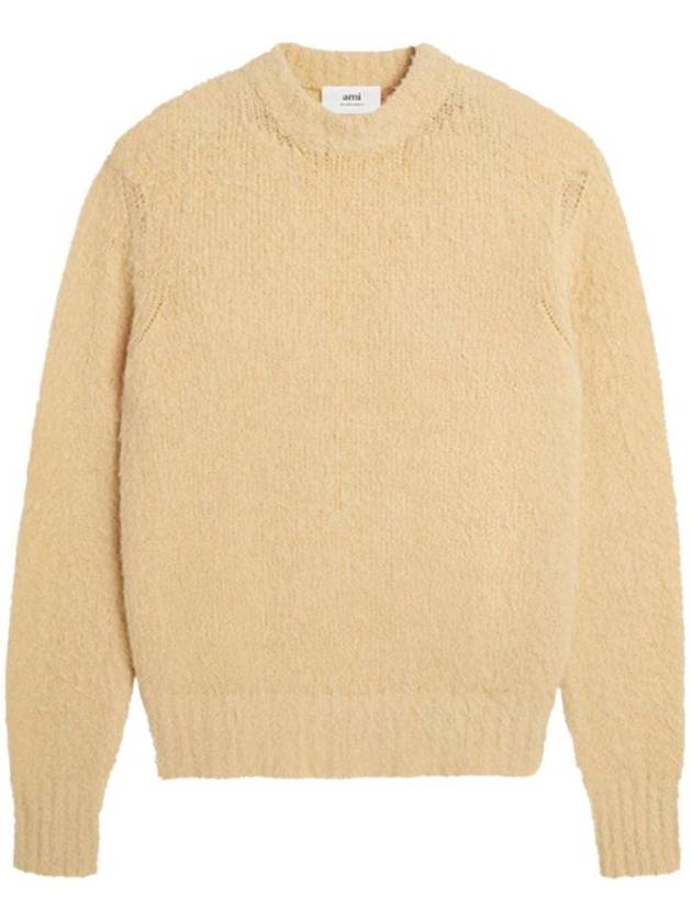 Texture Crew Neck Knit Top Beige - AMI - BALAAN 1