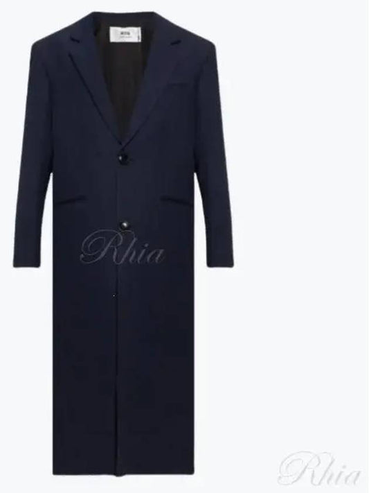 Tailored Wool Single Coat Dark Blue - AMI - BALAAN 2