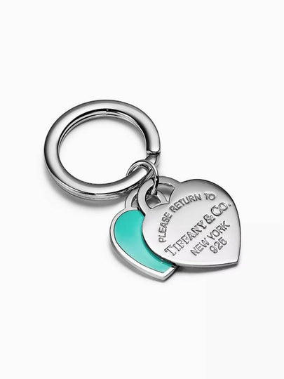 Double Heart Tag Key Holder Silver Blue - TIFFANY & CO. - BALAAN 2