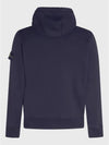 Logo Patch Drawstring Hoodie Navy - STONE ISLAND - BALAAN 3