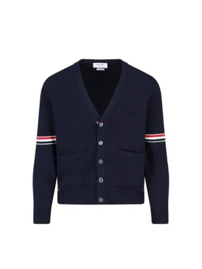 Milano Stitch Sprite Armband Cotton V-neck Cardigan Navy - THOM BROWNE - BALAAN 2