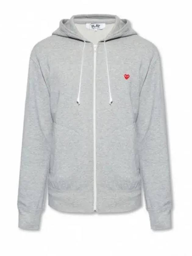 Small Red Heart Waffen Zip Up Hoodie Grey - COMME DES GARCONS - BALAAN 2