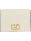 V Logo Signature Flap Compact Half Wallet Ivory - VALENTINO - BALAAN 2