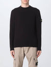 Men's Waffen Patch Crew Neck Raw Cotton Knit Top Black - STONE ISLAND - BALAAN 2