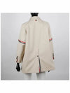 Waterproof Cotton Twill Striped Armband Cropped Car Coat Khaki - THOM BROWNE - BALAAN.