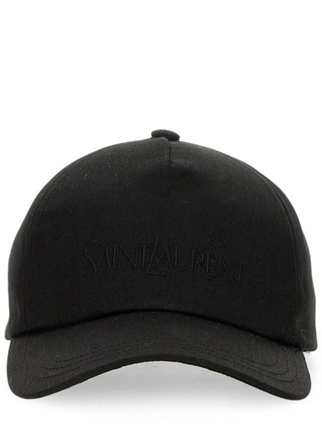 Embroidered Logo Gabardine Weave Cotton Ball Cap Black - SAINT LAURENT - BALAAN 2