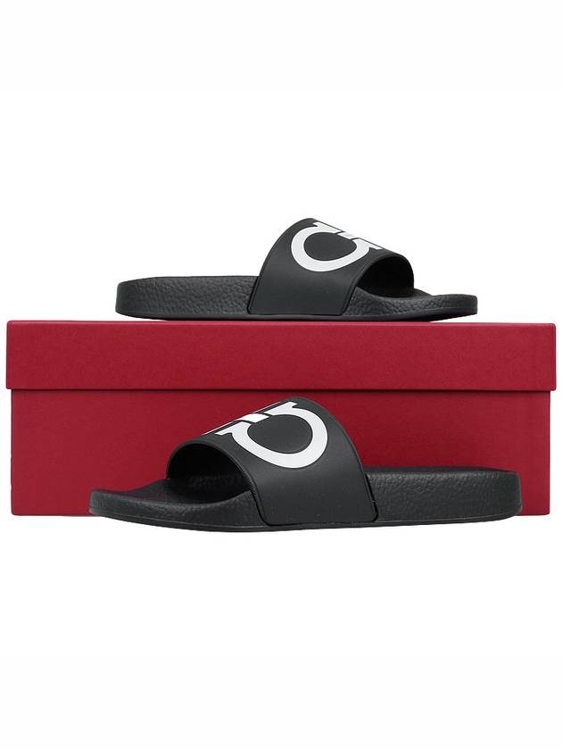 Gancini Printing Band Rubber Slippers Black - SALVATORE FERRAGAMO - BALAAN 11