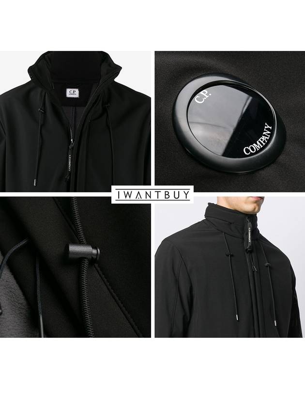 Lens Wappen CP Shell Fleece Zip-up Jacket Black - CP COMPANY - BALAAN.