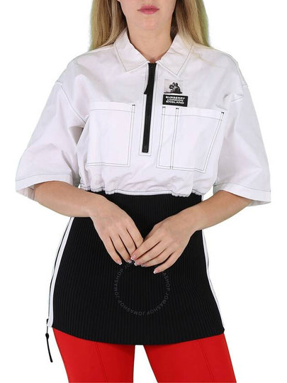 logo collar shirt knit short sleeve short dress optic white - BURBERRY - BALAAN 2