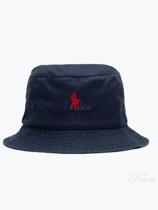 Embroidered Pony Bucket Hat Navy - POLO RALPH LAUREN - BALAAN 2