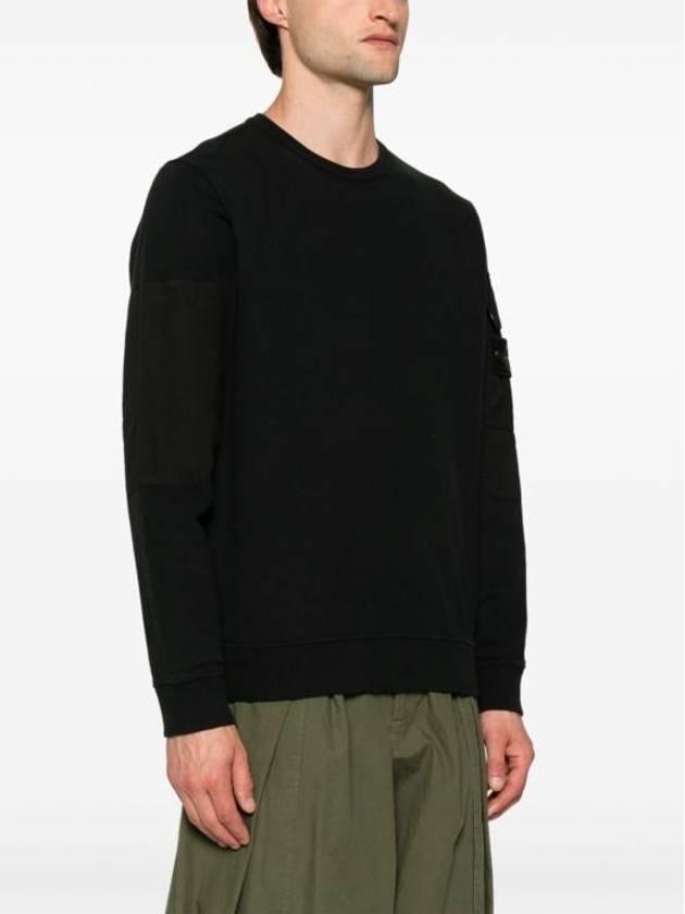 Brushed Organic Cotton Fleece Sweatshirt Black - STONE ISLAND - BALAAN 3