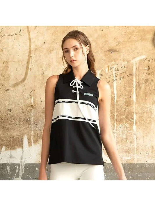 Golf Tennis Color Block Sleeveless Vest Black - AVAVE - BALAAN 1