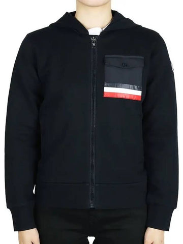 Kids Three Stripes Pocket Hooded Zip up Jacket Navy 8G00031 899PS 778 12 14A Adults can wear - MONCLER - BALAAN 1