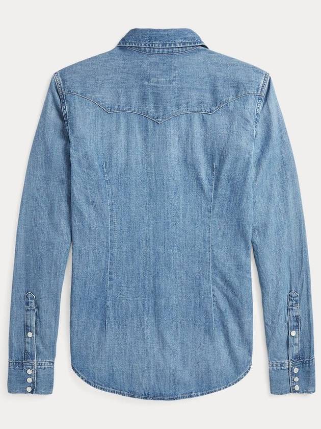 Women's Denim Western Long Sleeve Shirt Blue - POLO RALPH LAUREN - BALAAN 3