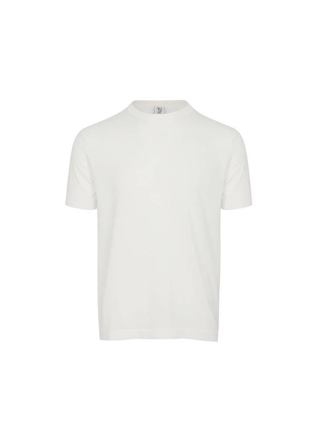 Men's Round Short Sleeve Knit Top Off White - SOLEW - BALAAN 2