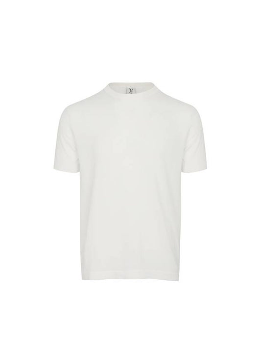 Men's Round Short Sleeve Knit Top Off White - SOLEW - BALAAN 1