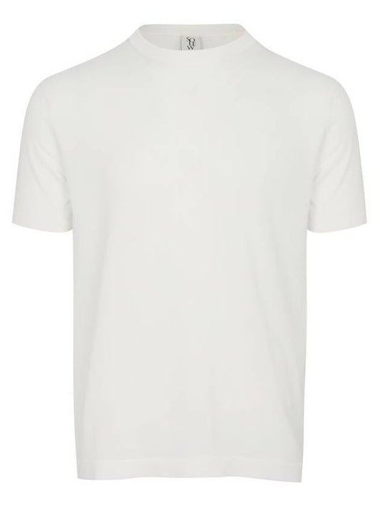 Men's Round Short Sleeve Knit Top Off White - SOLEW - BALAAN 2