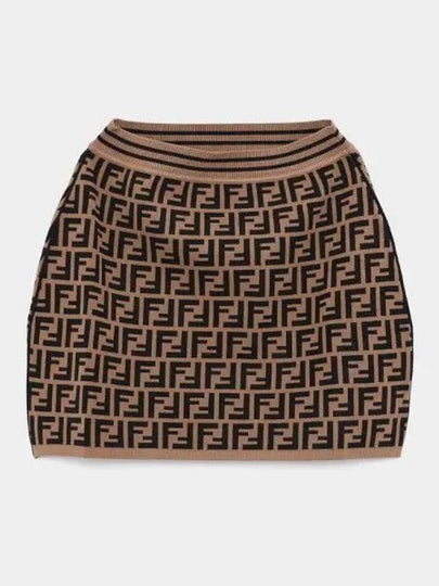 Kids FF All Over Knit Skirt Brown - FENDI - BALAAN 2