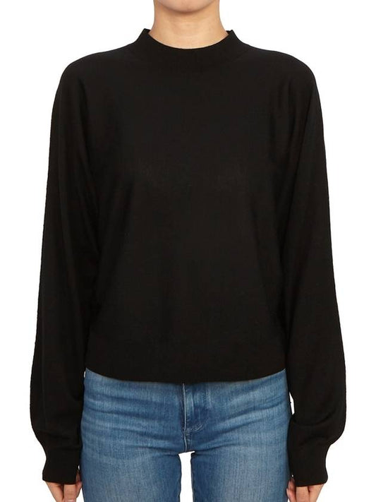 Women's Crew Neck Wool Blend Knit Top Black - THEORY - BALAAN 2