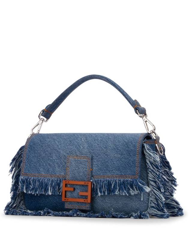 Women's Baguette Denim Shoulder Bag Blue - FENDI - BALAAN 3