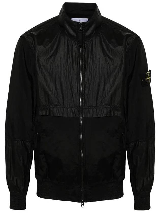 Logo Patch Recycled Nylon Track Jacket Black - STONE ISLAND - BALAAN 3